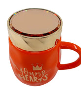 Üst Kapağı Aynalı Şık Mug Kupa 350-450 ml Turuncu